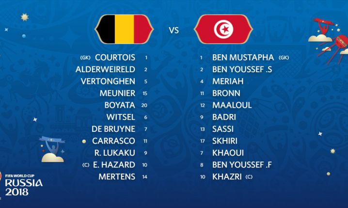 Oficjalne SKŁADY na mecz Belgii z Tunezją